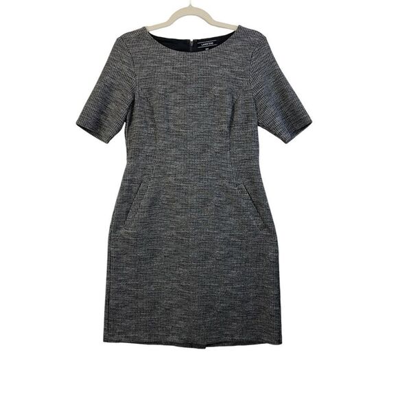 Lands' End Textured Gray Preppy Business Dress with Pockets, Women’s Size 10p - Picture 1 of 16